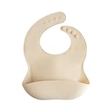 Mushie Silicone Baby Bib | Adjustable Fit Waterproof Bibs (Shifting Sand)