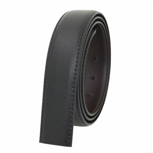 Image of ECOMISTIQ33mm Faux Leather Belt Strap Only, Replacement Waist Belt with Pre-Punched Holes, Formal Dress Belt Strap for Men & Women, Durable Buckle Belt, Adjustable DIY Repair Accessory, Black