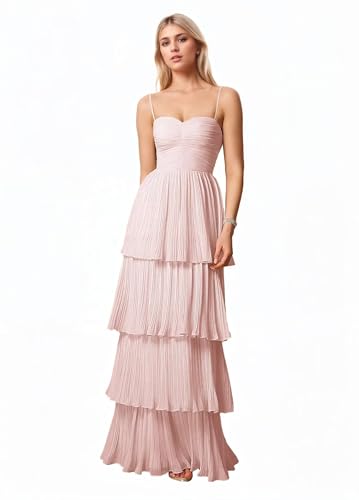 Spaghetti Strap Prom Dresses for Teens Long Chiffon Tiered A Line Ruffle Formal Evening Ball Gown for Women 20252