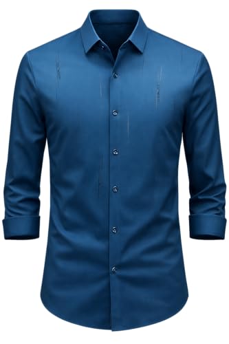 Image of IndoPrimo Men's Regular Fit Satin Designer Shirt with Stylish Vertical Line Sequence | Long Sleeve Formal & Casual Button Down Shirt for Casual and Party Look
