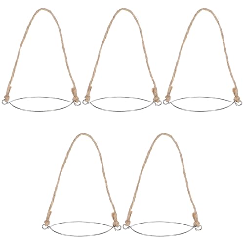 jojofuny 5 Asas de Alambre para Tarros de Boca Ancha 80 MM Colgadores Cuerda de Arpillera y Aro Metálico Soporte Versátil para Lámparas Solares y Decoración Interior y Exterior