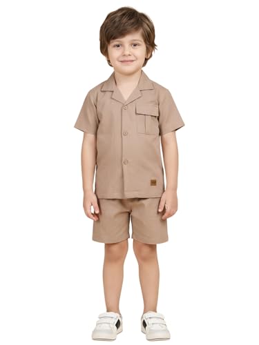 Image of POLKA TOTS 100% Cotton Co-Ord Set for Boys | Half Sleeve Shirt & Shorts Beach Outfit for Kids | Ultra-soft & Breathable Summer Clothes for Toddler & Baby Boy | Casual Dress & Printed Nightwear Set