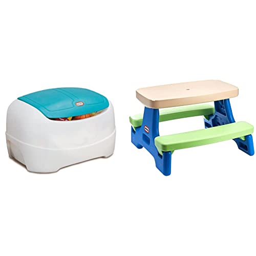 Image of Little Tikes Play 'N Store Toy Chest & Easy Store Jr. Kid Picnic Play Table - Amazon Exclusive