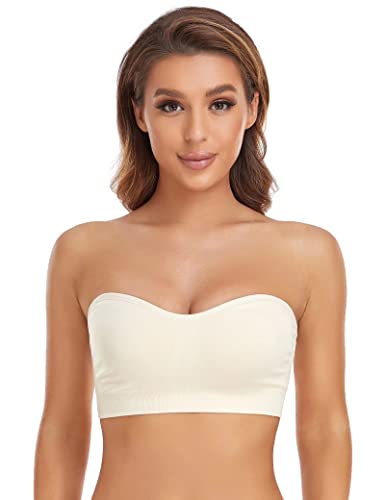 Image of Lusait Strapless Bra for Women Non-Slip Silicone Padded Bandeau Bra Wireless Tube Top Bralette