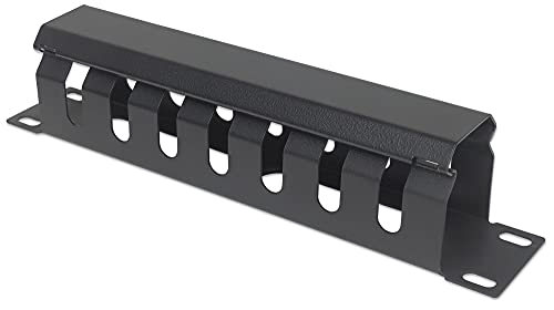 Intellinet 10 Inch Cable Management Panel, 1U, Covered, Black