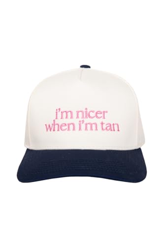 KATYDID I’m Nicer When I’m Tan Vintage Hat - Two-Toned Trucker Hat - Embroidered Vintage Baseball Cap for Women - Snapback