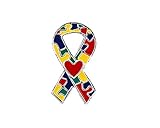 Fundraising For A Cause | Autism Ribbon Shaped Pin with Red Hearts – Inexpensive...