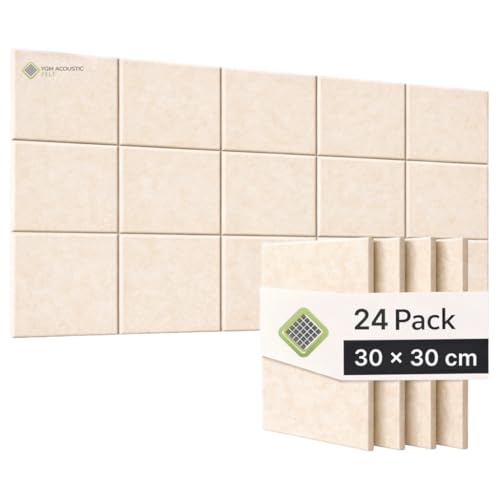 Image of YGM Acoustic Foams Luxury PET Felt Acoustic Self Adhesive Panels, 10 MM Thick, Sound Absorbing Panels for Wall | Room Noise Reducer & Sound Dampening (Beige, 1x1 Foot - 24 Panels)