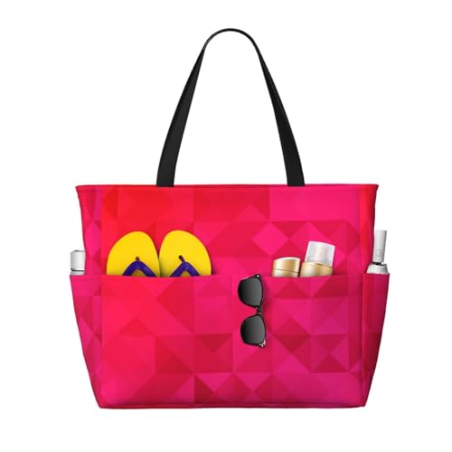 Sac de plage fuchsia géométrique : le grand sac fourre-tout pour femme qui loge toutes vos affaires