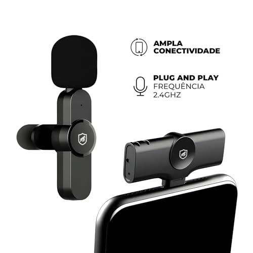 Gshield Microfone de Lapela sem Fio Flex para Gravação de Aúdio com Redução de Ruído, Condensador Om