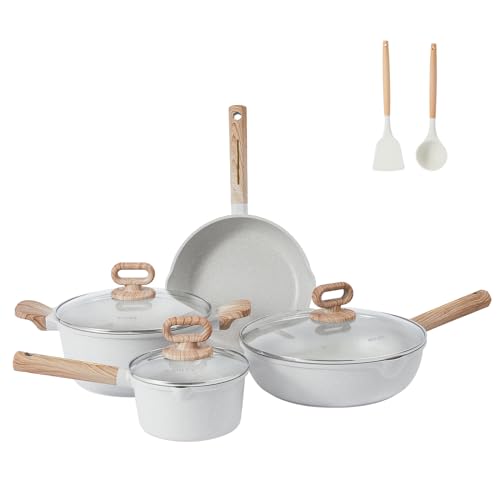KOLEX Ensemble de casseroles et poêles antiadhésives - 9 pièces - Batterie de cuisine avec poêles et casseroles (sans PFOS, PFOA)