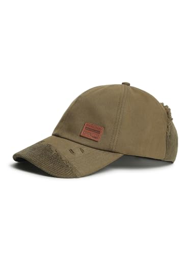 Image of JACK & JONES Men Green Dual Ripped Baseball Cap