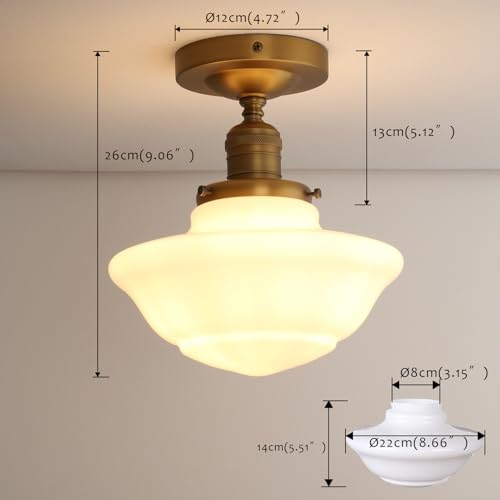 Pathson XLUS1142X Vintage Flush Mounted Ceiling Lighting With Milk White Glass Shade, Mid-Century Style Ceiling Light Fixture thumb #4