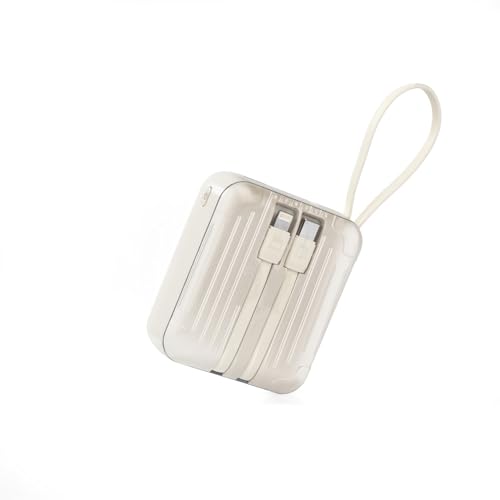 Intempo Amalfi Cargador portátil 10.000 mAh – Power Bank USB-A, USB-C, Cable Lightning, Carga rápida 22,5 W, hasta 2 Cargas Completas, Correa integrada, Color Crema