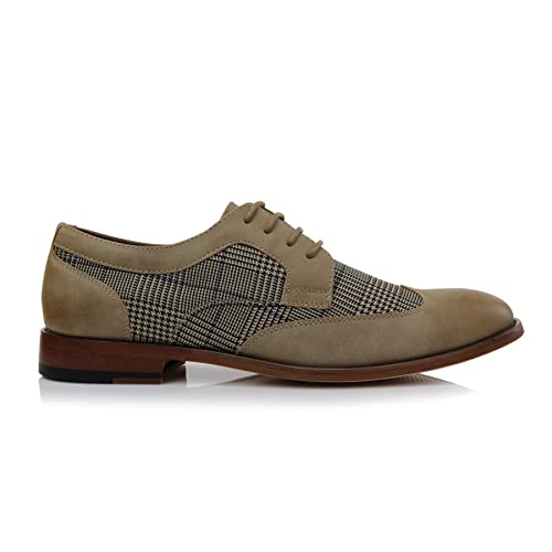 Image of Ferro Aldo Men's Wingtip Oxford Dress Shoes | Classic Brogue & Two-Tone Spectator Styles | Formal Wedding Business Party Shoe