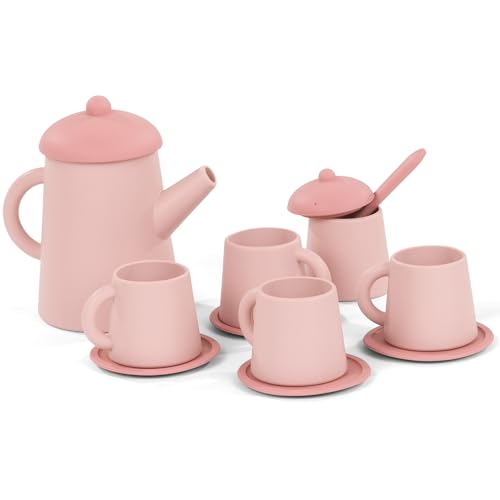 Götz 3403562 Tee – Set aus Silikon lebensmittelecht für Puppen und Kinder – Zubehör zum Spielen für die Tea time – 13 teilig
