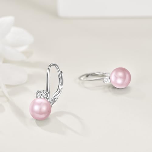 TIGER RIDER Pearl Earrings 925 Sterling Silver Leverback Hypoallergenic Drop Earring Jewelry for Women Birthday Gifts3