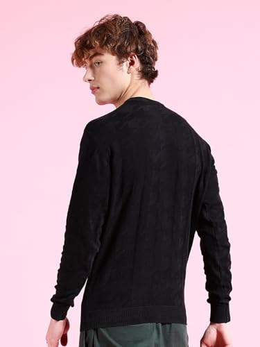 Image of The Indian Garage Co Men's Cotton Regular Fit Overdyed Crew Neck Sweater