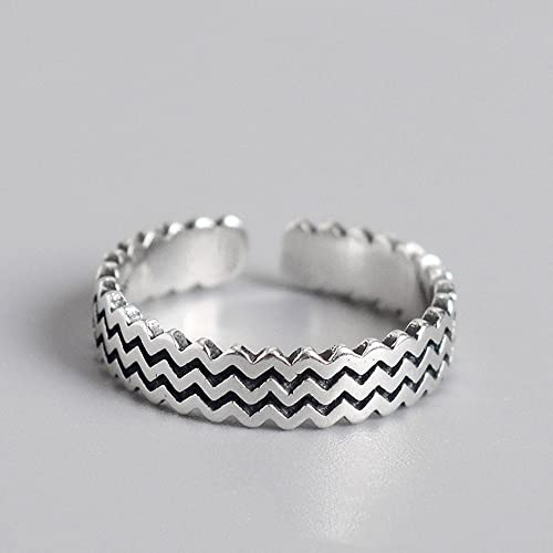 Bague ajustable en argent S925 massif et son design ondulé haute finition