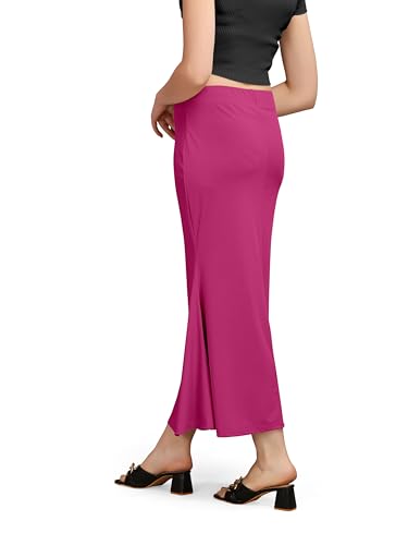 Image of Mogsa Women's Lycra Fishcut Saree Shapewear Petticoat - Tummy Control Slim Fit Stretchable Shaper Skirt with Drawstring & Side Slit for Sarees