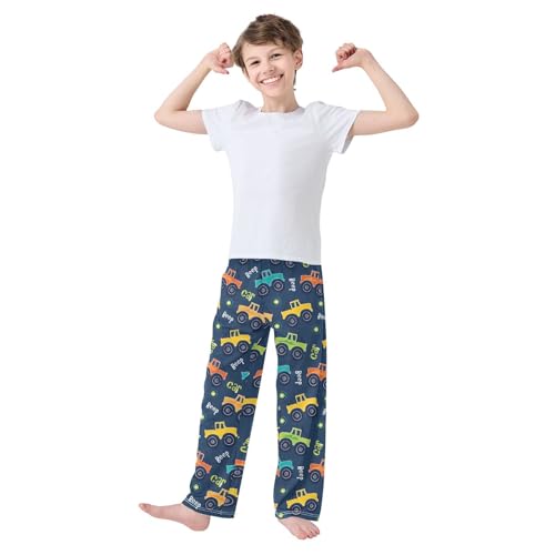 ZZXXB Car Print Boys Long Pants Soft Trousers Elastic Waist Kids Lounge Bottoms with Pockets S-XL2