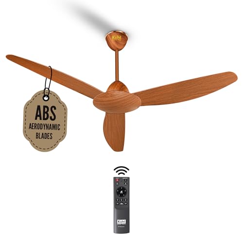 Image of KUHL Meridian M53 1400MM 65% Power Saving BLDC Ceiling Fan With Remote | BEE 5 Star Rated & ISI Marked | High Air Flow | Reverse Mode | 5 Year Warranty on Motor | Free Installation | Teak