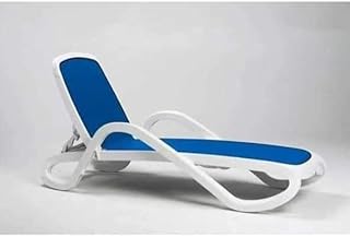 Generic Blue Rectangular Outdoor Chaise Lounge with Wheels for Easy Transportation, Head and Back Support, Sunbathing