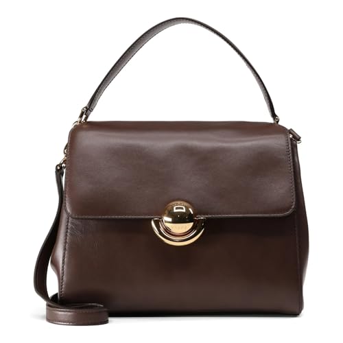 Sac de soirée Furla marron foncé Vitello Varenne, petit sac à main en cuir à poignée