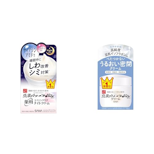 【セット買い】【医薬部外品】なめらか本舗 薬用リンクルナイトクリーム ホワイト + なめらか本舗 クリーム NC 高純度豆乳イソフラボン(保湿成分)配合 無香料・無着色・無鉱物油 国産大豆ふくゆたか使用(保湿成分) 50グラム (x 1)のサムネイル