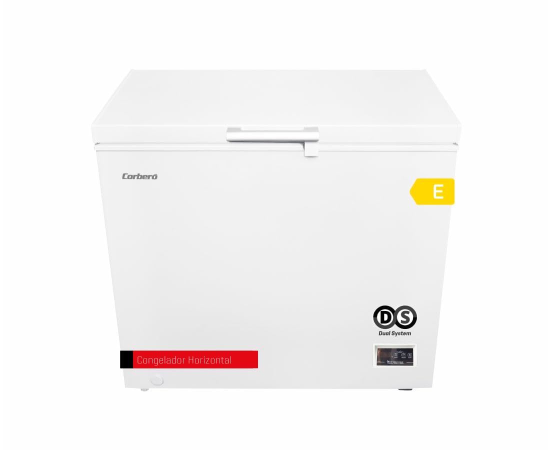 Corberó - Congelador Arcón | CCHH20024E | Capacidad 198L | Control Electrónico con Display | Luz LED | Tirador | 1 Cesta Interior | 2 Ruedas | 2 Patas Ajustables | 40 Db | Blanco