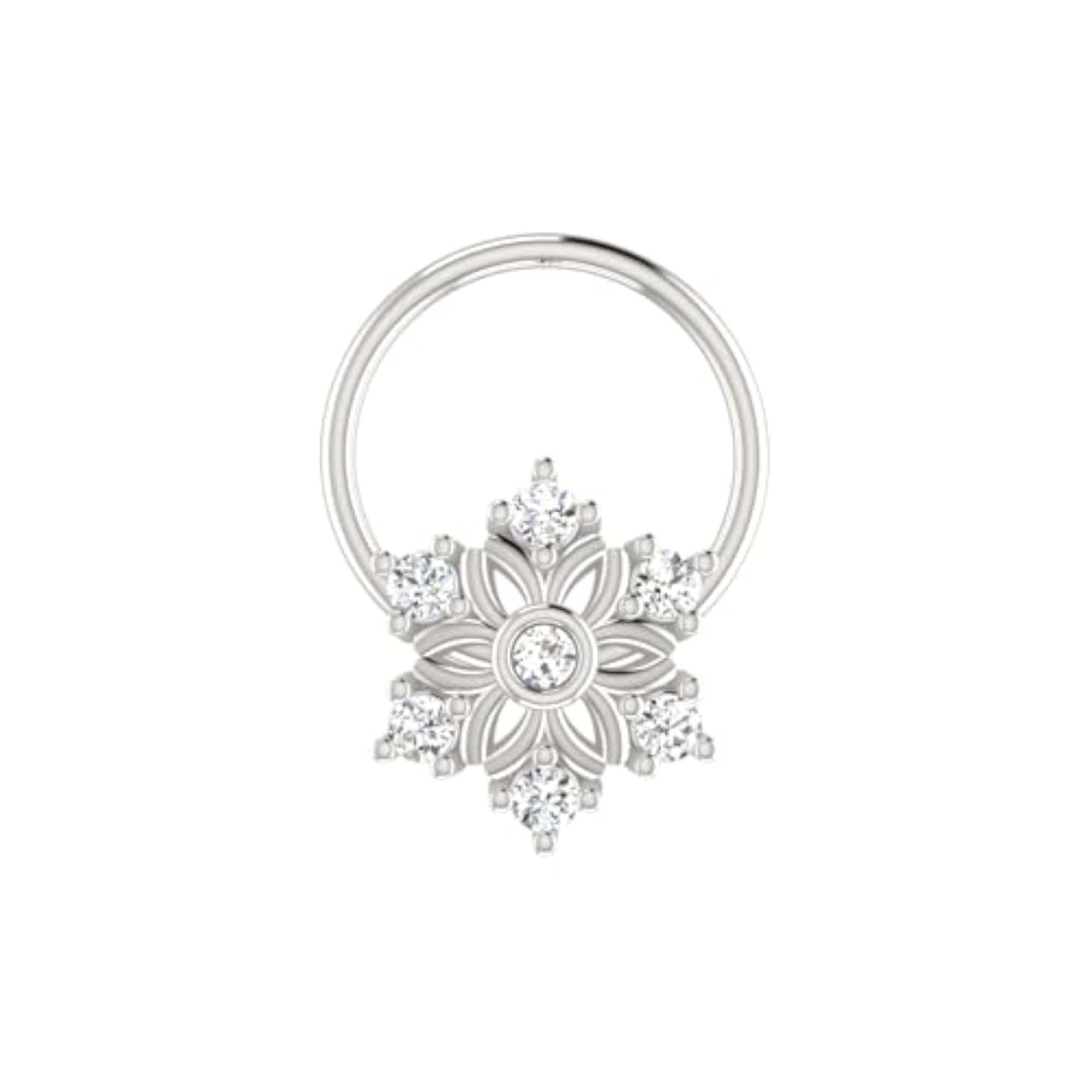 Women's 14Kt White Gold Stud Nosering, Classic