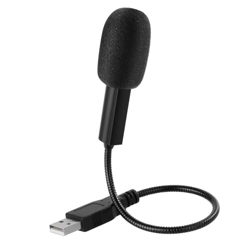 Micrófono USB para PC portátil, micrófono de condensador omnidireccional con cuello de cisne flexible ajustable en 360°, para ordenador portátil, grabación, chat en línea, juegos, YouTube,Plug & Play