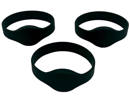 Keysy Rewritable RFID Wristband - Only Compatible with 125kHz Key Fobs & Cards - Turn Your Key Fob into a Silicone Bracelet - for Gym Pool Suana Skiing Running (3-Pack, Black)