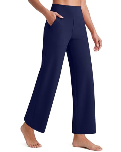 Image of G4Free EverGoing Wide Leg Ankle Pants for Petite Women with Pockets Stretch | Moisture Wicking, 4-Way Stretch, 7 /8 Ankle Length, Faux Fly Detail, Faux Back Pockets, Yoga To Casual Wear