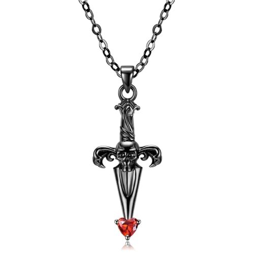 Collier croix noire argent 925, cadeau idéal Halloween et anniversaire