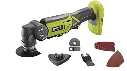 Ryobi - Outil multifonctions 18 V One+ sans batterie ni chargeur 10000-20000 osc/min tête 4 positions + 10 triangles abrasifs + 2 lames multi