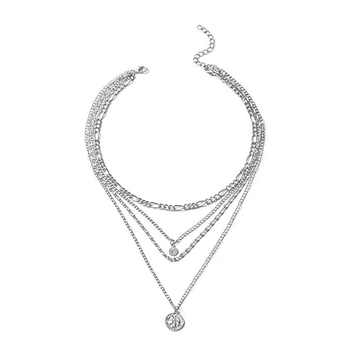 GIGB PBDK Layered Necklaces for Women Dainty 14K Gold Coin Sun Pendant Necklace Exaggerated Stackable Figaro Choker Necklace Trendy Birthday Jewelry Presents 7
