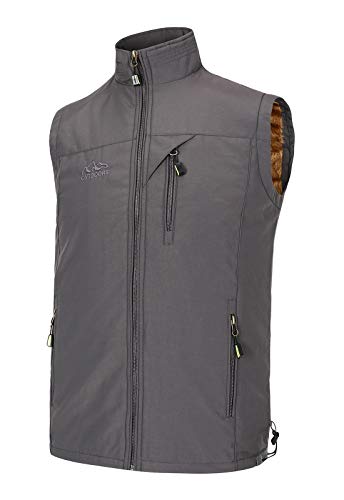 Image of Spanye Men Outdoor Padded Puffer Vest Thick Warm Multi-Pocket Photography Fishing Jacket