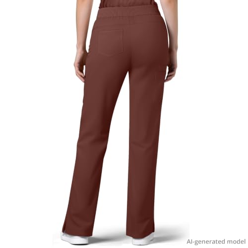 Image of Women's 7-Pocket Scrub Pants - Straight Leg, Mid-Rise, Drawstring | Soft stretch knit Mid-rise drawstring Side slits Wrinkle-resistant Machine washable For nurses /doctors /vets