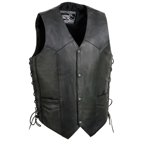 EVENT LEATHER Men's Motorcycle Mayhem Skull Vest (Black, Medium).