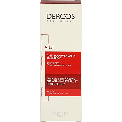 Vichy Dercos, Shampoo Energizzante, Per Tutti i Tipi di Capelli, Azione Anti-Caduta, Capelli Sani e Forti, Arricchito con Aminexil e Niacinamide, 200 ml