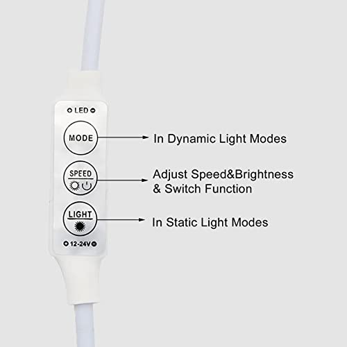 Gxilee 12V Led Dimmer Switch, 3 Keys Mini Led Strip Dimmer With Dc Female Male Connector（5.5Mm X2.1Mm) For Single Color Led Light, Adjustable Brightness & Modes & Speeds, 2 Pack #TOP2