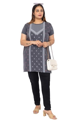 Image of Women Printed Cotton Tshirt with Side Slits & Pocket