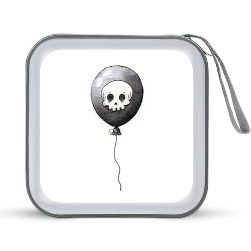 Jubonexis Black Balloon with Skull Skeleton CD Case DVD Storage Case Portable for Car Home Travel