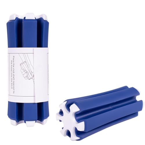 Golf Club Holder, Golf Club Organizer Support Stand, Cylindrical Holder for 6 Golf Club, Easy-Access Golfing Accessory with Strap, Reduces Clutter in Golf Bag (Blue and White)