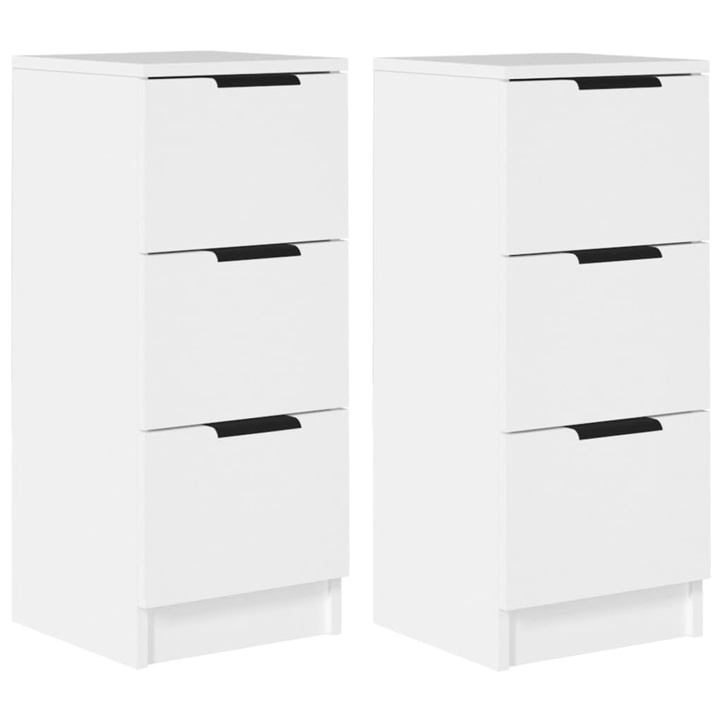 vidaXL 2X Aparadores Mueble Armario Espacio Almacenamiento Auxiliar Salón Consola Teléfono Cajones en Casa Madera Contrachapada Blanco
