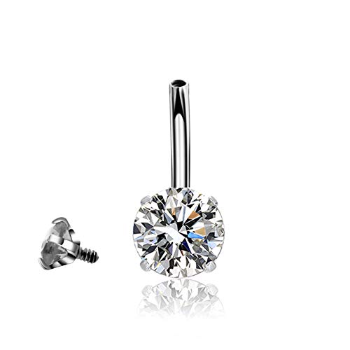 Hqla B07BGRBSGB 14G Belly Button Rings Surgical Stainless Steel Round Cubic Zirconia Navel Barbell Stud Body Piercing thumb #2