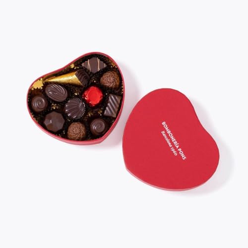 Bombones Sin Azúcar - Caja Corazón 150g - Bombonería Pons – Bombones Artesanos en Caja Elegante para Regalo - Chocolate sin Azúcar – 10 Piezas