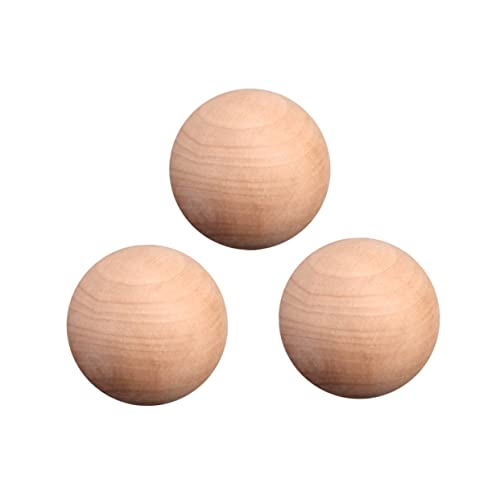 NUOBESTY 3pcs Natural Unfinished Wooden Craft Balls Smooth Sanded Wood Ball for DIY Home Decor Christmas Tree Ornaments