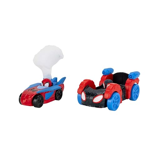 Image of Jazwares Marvel Spidey and His Amazing Friends Construction Zone Chaos Track Set - 2-Foot High Dual Race Track with Zip Line, Play Zones, and Exclusive Vehicles